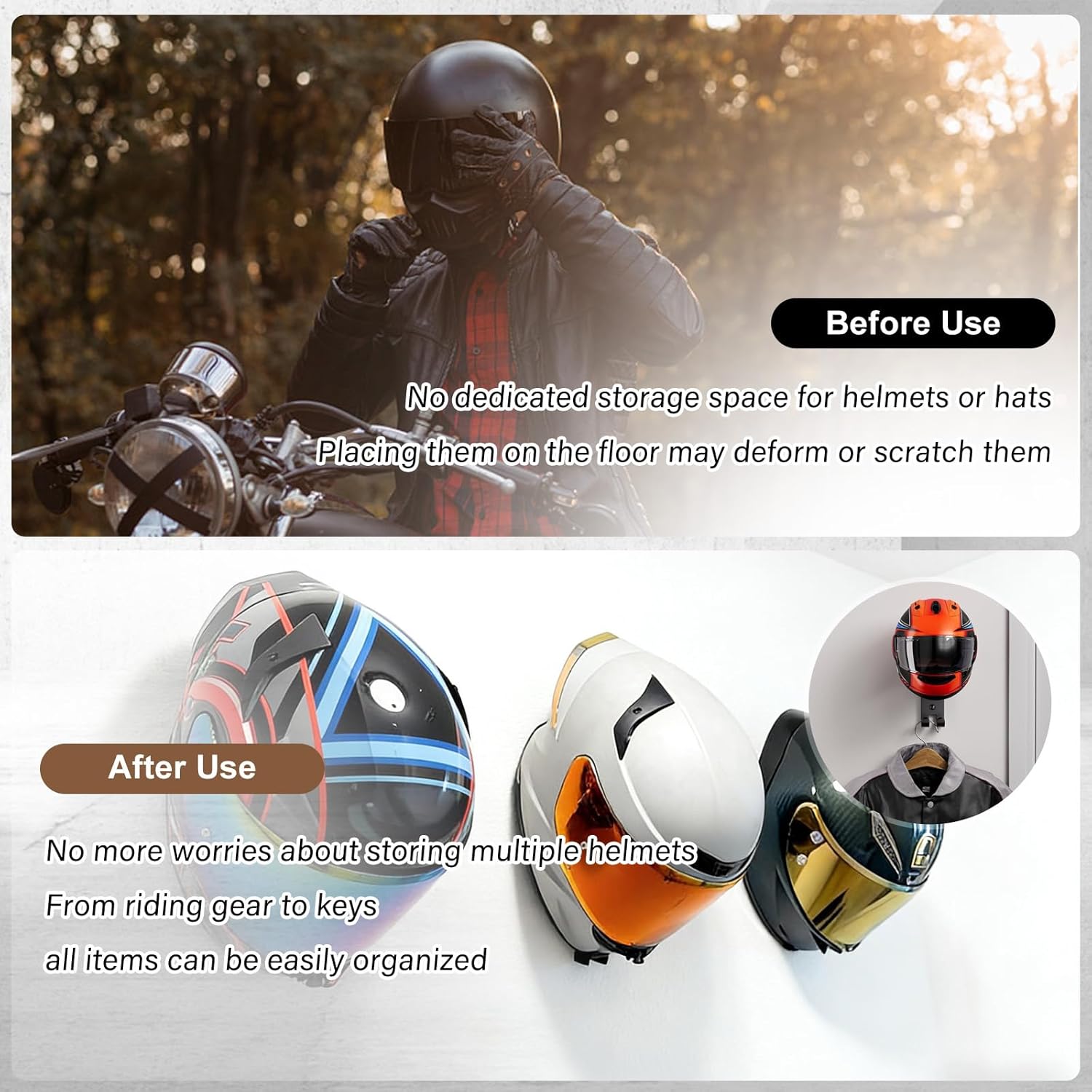 Uchwyt ścienny na kask motocyk – Motorcycle Gear Hanger recenzja i cena