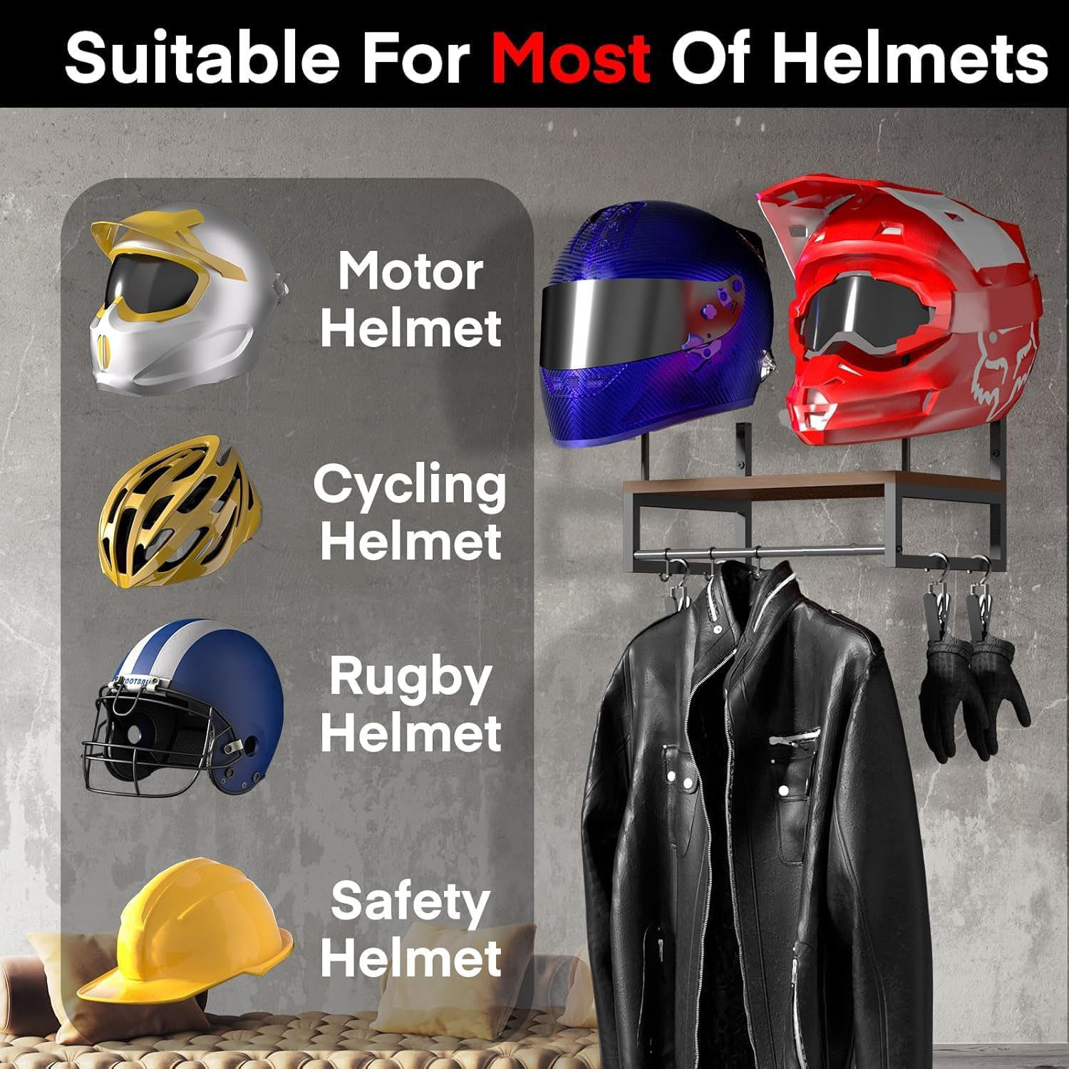 Drewniany uchwyt ścienny na ka – Motorcycle Gear Hanger recenzja i cena